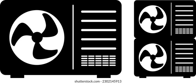 Vector silhouettes - set heat pump