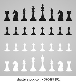 Vector silhouettes of a set of standard chess pieces