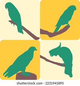 Vector silhouettes of several birds