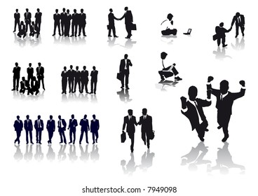 Vector silhouettes of several business people