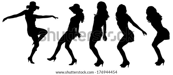 Vector Silhouettes Sexy Women Long Hair Stock Vector (Royalty Free ...