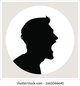 Vector silhouettes shout man in profile. 