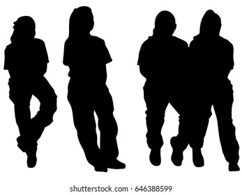 Vector silhouettes of sitting women