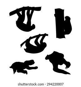 Vector silhouettes of a sloth.