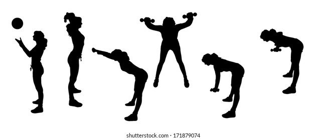 Vector silhouettes of sporting activities.