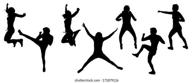 Vector silhouettes of sporting activities.