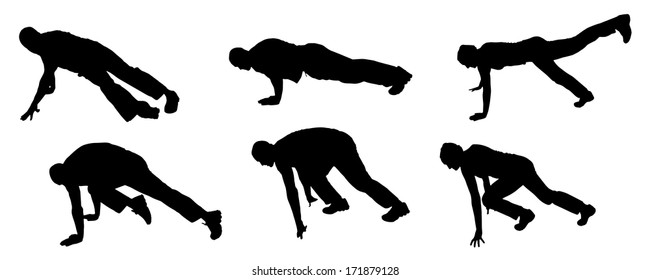 Vector silhouettes of sporting activities.