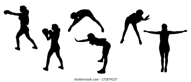 Vector silhouettes of sporting activities.