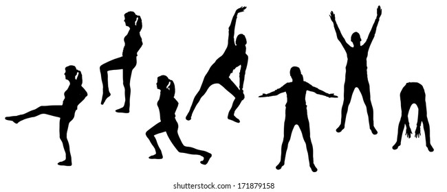 Vector silhouettes of sporting activities.