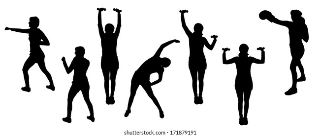 Vector silhouettes of sporting activities.