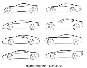 Vector silhouettes of sports cars