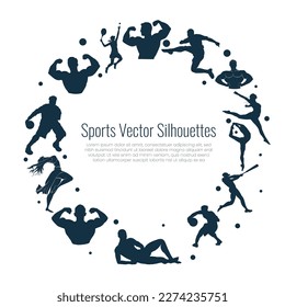 Vector silhouettes of sports person, Vector icons of playing games, Elements for creating company brands