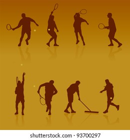 Vector silhouettes of tennis players