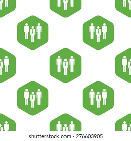 Vector silhouettes of three men in hexagon, repeated on white background