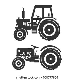 Vector silhouettes of tractors