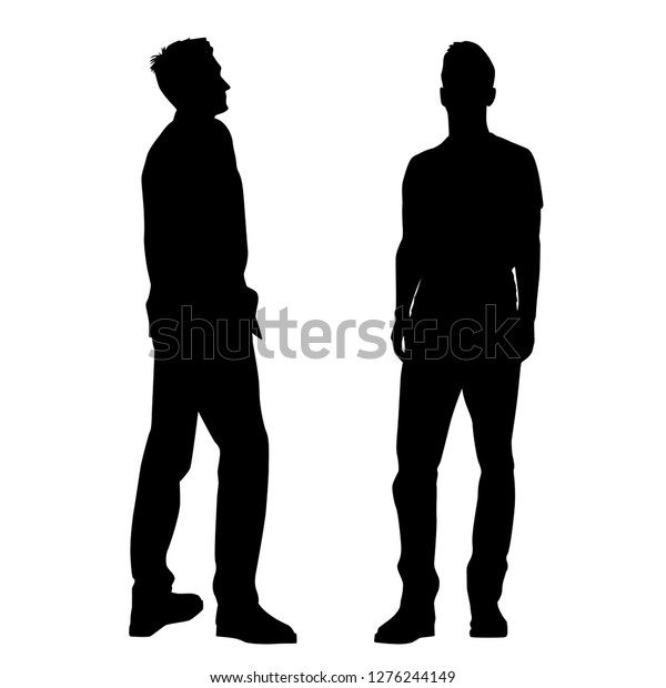 Vector Silhouettes Two Men Standing Business Stock Vector (Royalty Free ...