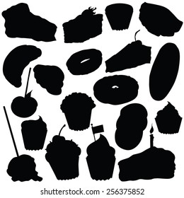 Vector silhouettes of various baking