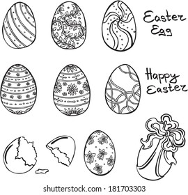 Vector silhouettes of various elements of Easter 