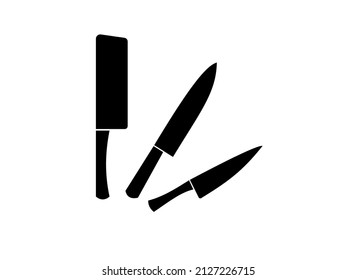 vector silhouettes of various frequently used knives