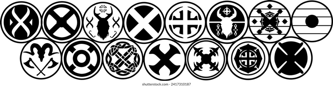 Vector silhouettes - Viking shields - Shield wall