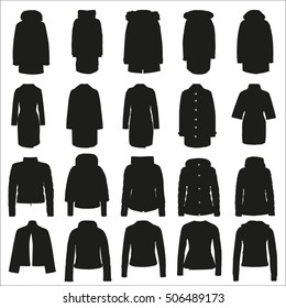 Vector silhouettes of winter and autumn clothes 