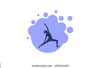 vector silhouettes of woman doing yoga exercises. Icons of flexible girl stretching her body in  yoga poses.