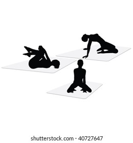 Vector silhouettes of a woman doing yoga