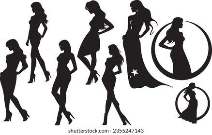 Vector silhouettes of women figures