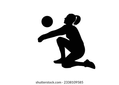 Vector silhouettes of women's volleyball Illustration of an abstract volleyball player silhouette