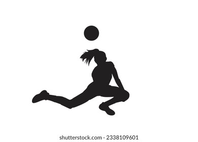 Vector silhouettes of women's volleyball Illustration of an abstract volleyball player silhouette