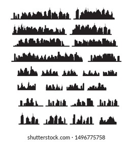 Vector silhouettes of the worlds city skylines.