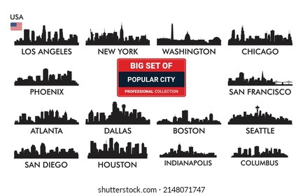 Vector silhouettes of the worlds city skylines design. 
