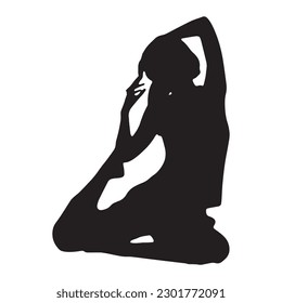 Vector silhouettes of yoga poses on a white background vector illustration