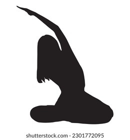 Vector silhouettes of yoga poses on a white background vector illustration