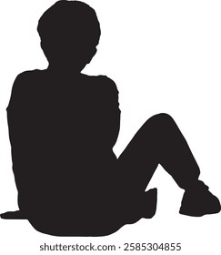 vector; silhouette;woman sitting on the floor