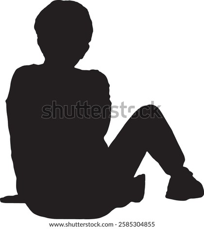 vector; silhouette;woman sitting on the floor