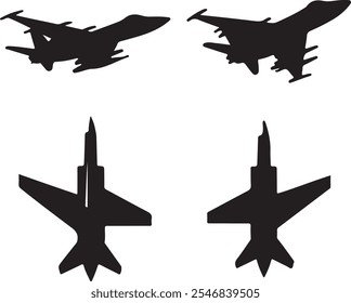 vector silhoutte of aircraft figher icon