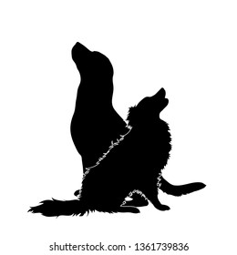 Vector Silhoutte Of Dog And Cat On White Background. Symbol Of Animal And Veterinary.