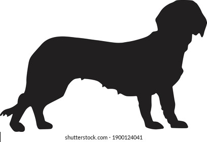 Vector Silhoutte Of Dog On White Background.