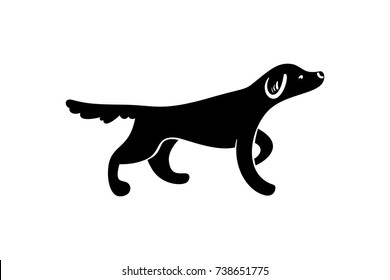 Vector silhuette of staying hunting dog, isolated on white background.