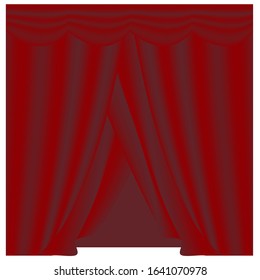 Vector silk  curtains. Realistic interior decoration design. illustration isolated on white background. Theater stage.  Classic cover design for decorative design. Concept Premiere.