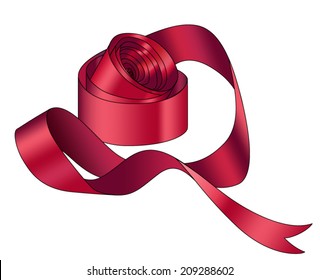 vector silk ribbon roll. Red ribbon