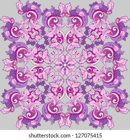 Vector Silk Scarf. Pattern repeats round. Lacy napkin
