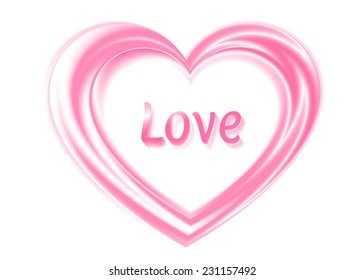 Vector silken pink heart with title Love 