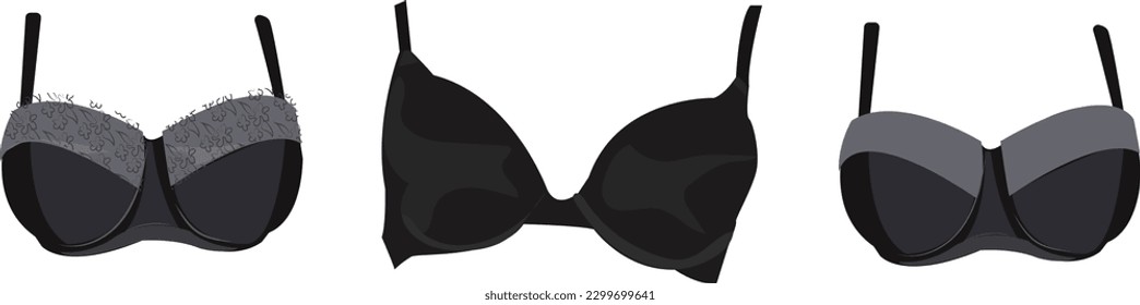 Vector Silky Black Bra Set  