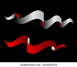 Colección de etiquetas de cinta sedosa vectorial. plata roja
