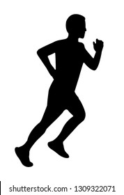 Vector of Sillouette Man Running in Marathon