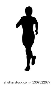 Vector of Sillouette Woman Running in Marathon