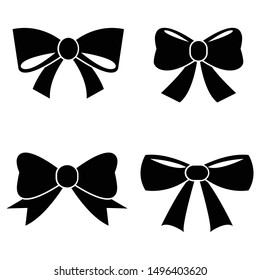 Vector sillouettes,Set of graphical decorative bows, flat design isolated on white background,bow  for business and design. Design elements