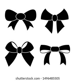 Vector sillouettes,Set of graphical decorative bows, flat design isolated on white background,bow  for business and design. Design elements
